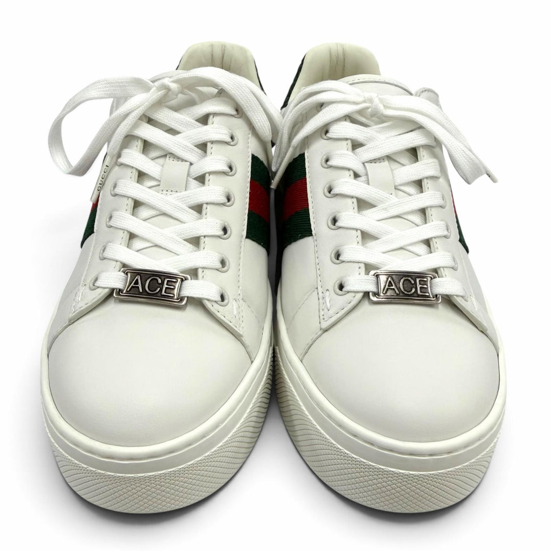 Pristine GUCCI Low cut sneakers Ace Web stripe platform leather white 35 791399