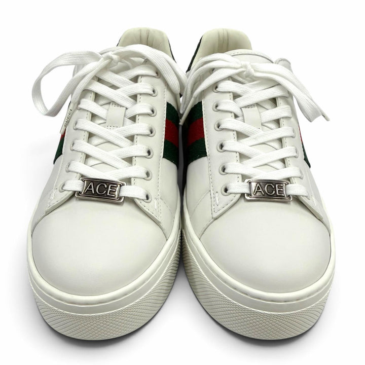 Pristine GUCCI Low cut sneakers Ace Web stripe platform leather white 35 791399