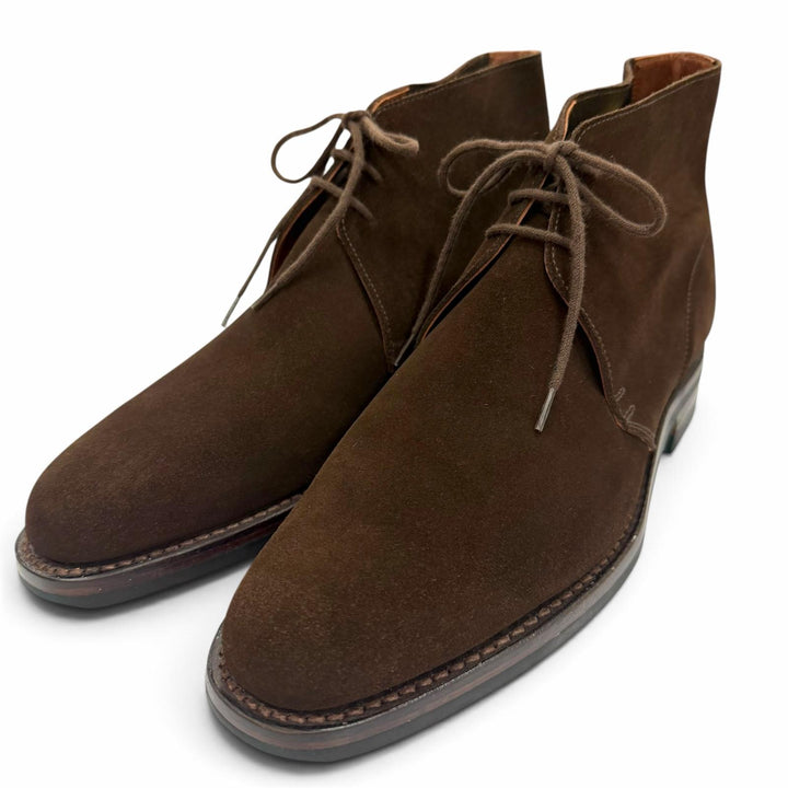 Excellent CROCKETT&JONES boots CHUKKA Dark brown Suede leather mens 6.5