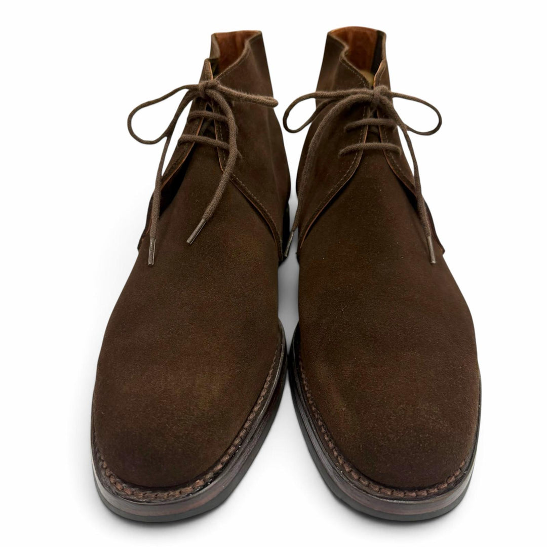 Excellent CROCKETT&JONES boots CHUKKA Dark brown Suede leather mens 6.5