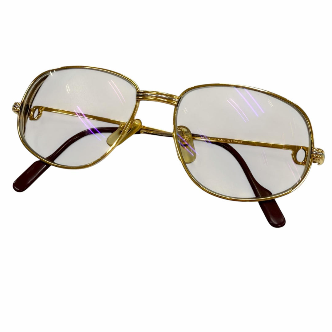 Very Good Cartier Glasses Trinity With Metal logo gold mens