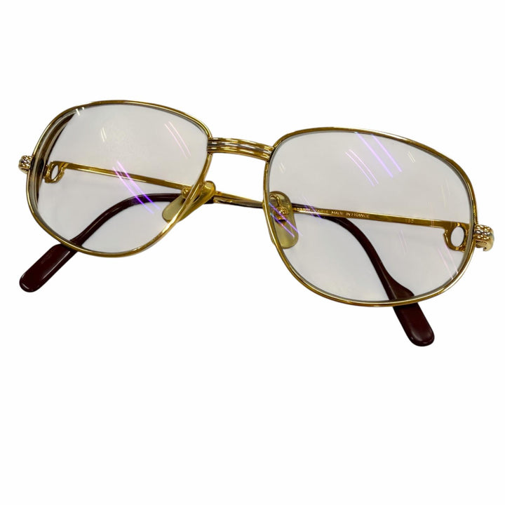 Very Good Cartier Glasses Trinity With Metal logo gold mens