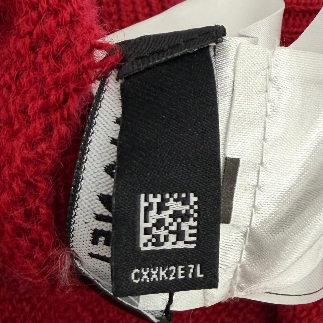 Excellent CHANEL sweater COCO Mark Rhinestone Long Sleeve Red wool 38 P77494K