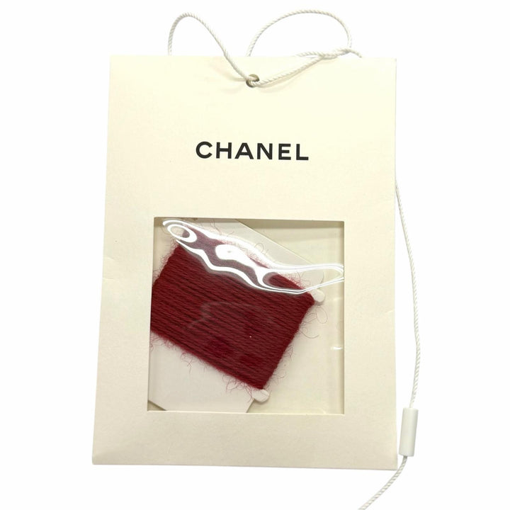 Excellent CHANEL sweater COCO Mark Rhinestone Long Sleeve Red wool 38 P77494K
