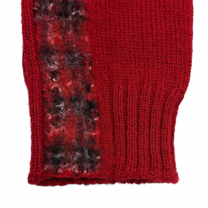 Excellent CHANEL sweater COCO Mark Rhinestone Long Sleeve Red wool 38 P77494K