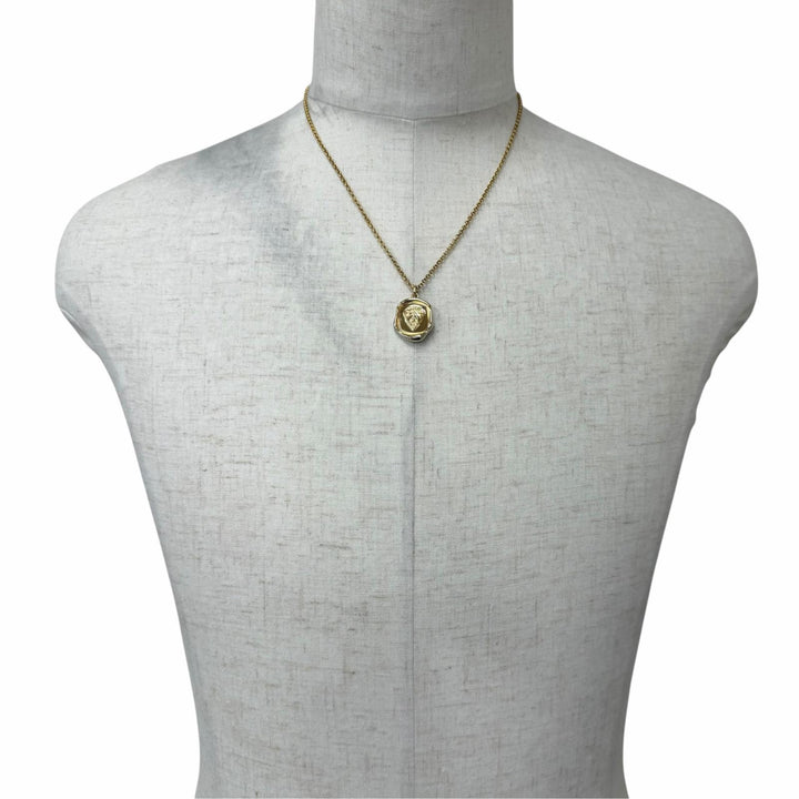Pristine GUCCI Necklace Crest Pendant gold mens 863810
