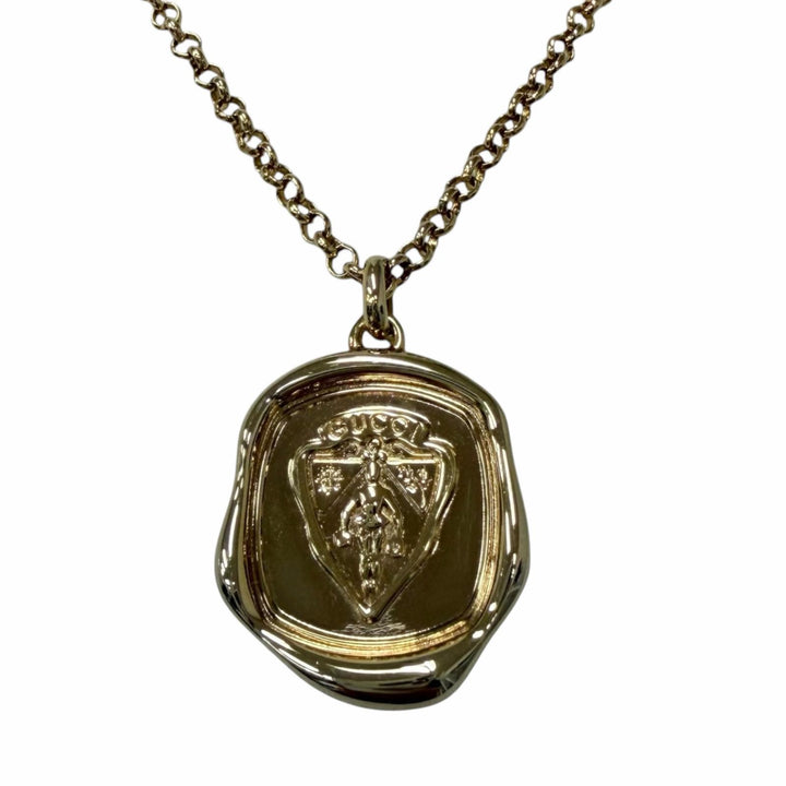 Pristine GUCCI Necklace Crest Pendant gold mens 863810
