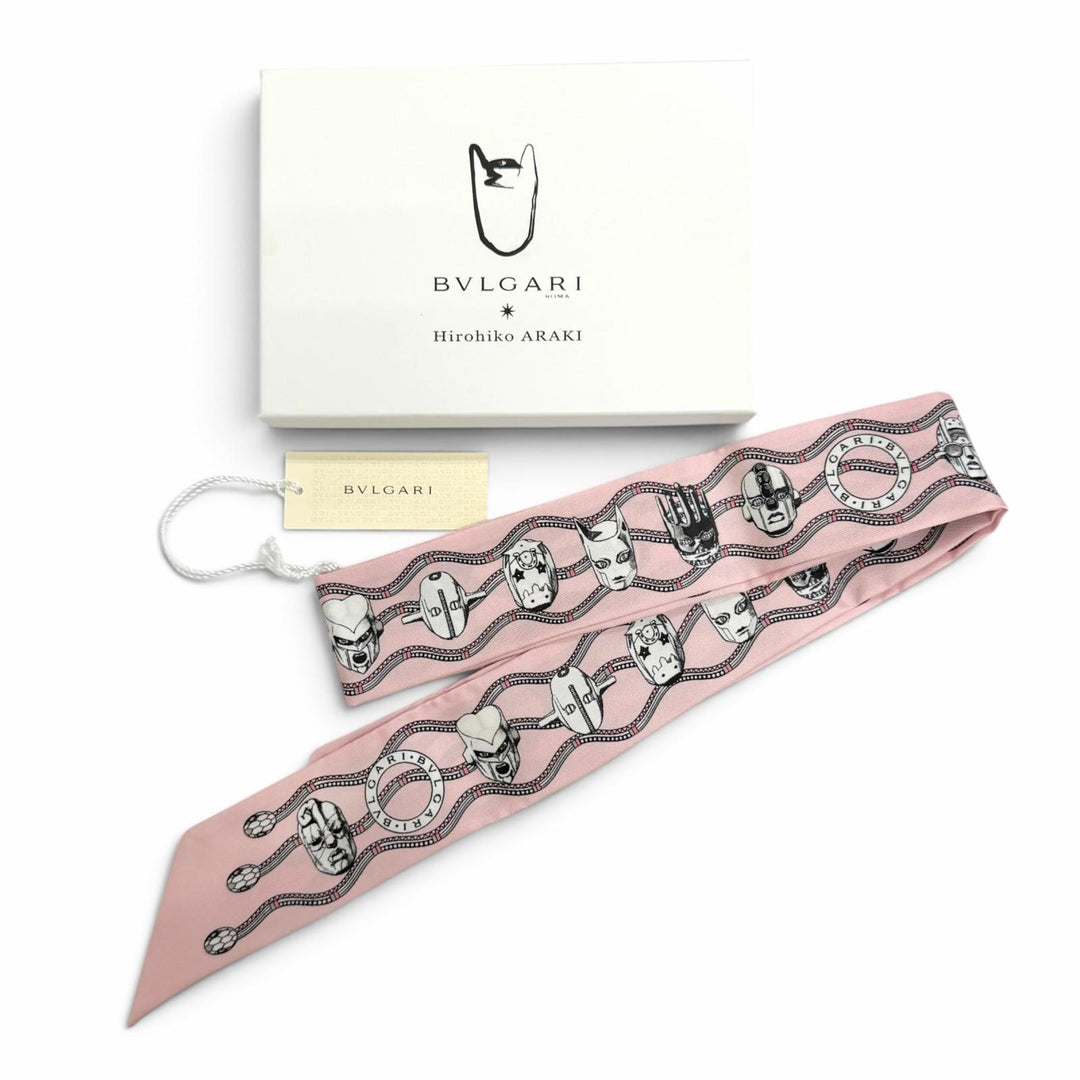 Pristine BVLGARI scarf Sherry Silk Hirohiko Araki, JoJo's Bizarre Adventure pink
