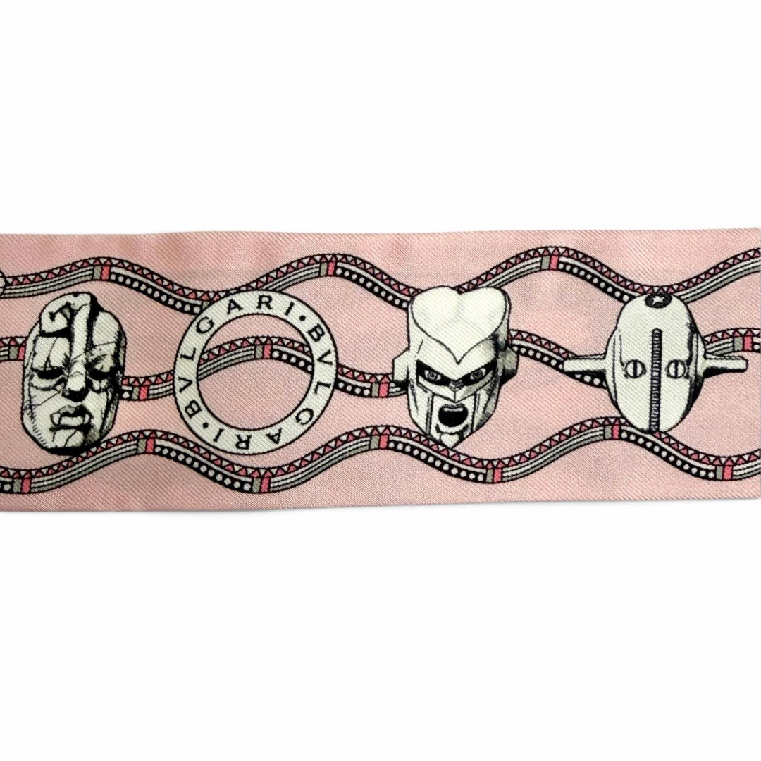 Pristine BVLGARI scarf Sherry Silk Hirohiko Araki, JoJo's Bizarre Adventure pink