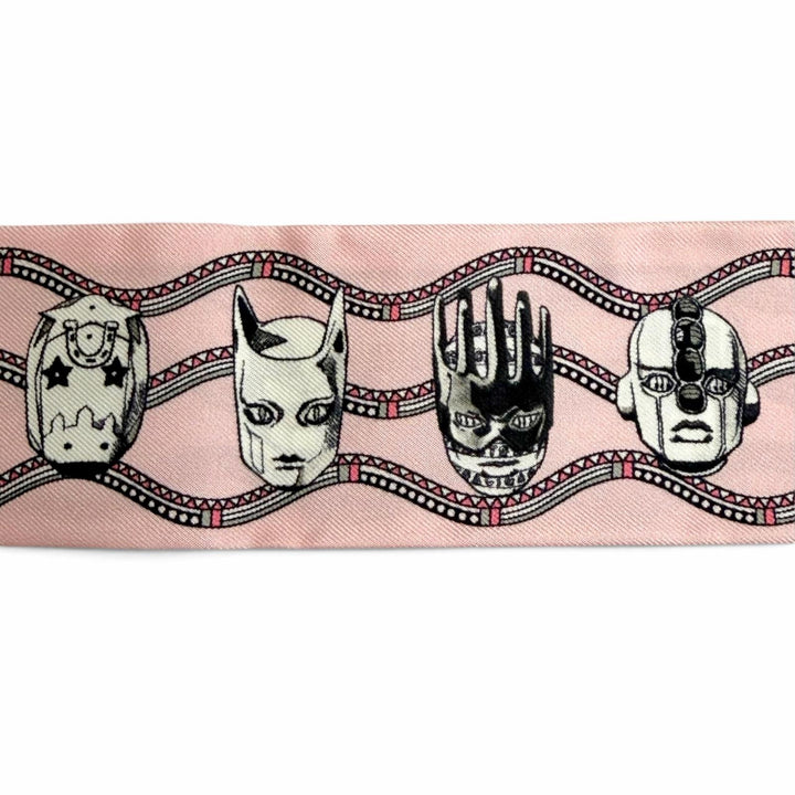 Pristine BVLGARI scarf Sherry Silk Hirohiko Araki, JoJo's Bizarre Adventure pink