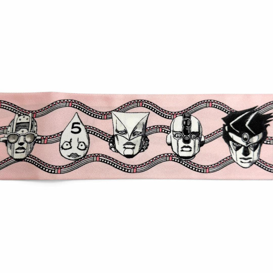 Pristine BVLGARI scarf Sherry Silk Hirohiko Araki, JoJo's Bizarre Adventure pink