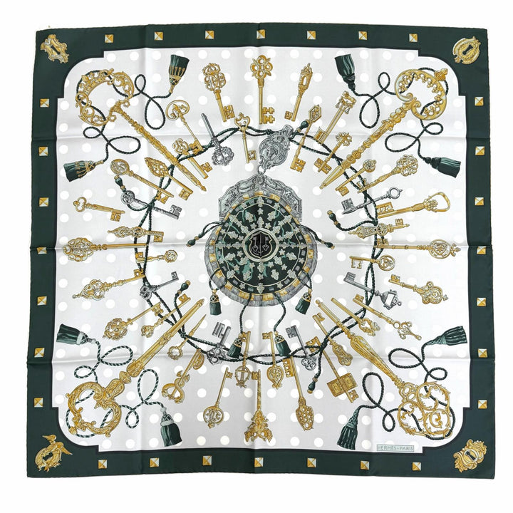 Pristine HERMES scarf LES CLES Kare 90 double face silk Women H901428S