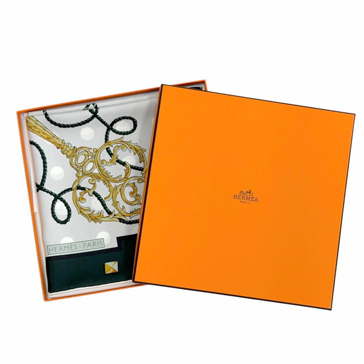 Pristine HERMES scarf LES CLES Kare 90 double face silk Women H901428S