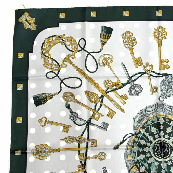 Pristine HERMES scarf LES CLES Kare 90 double face silk Women H901428S