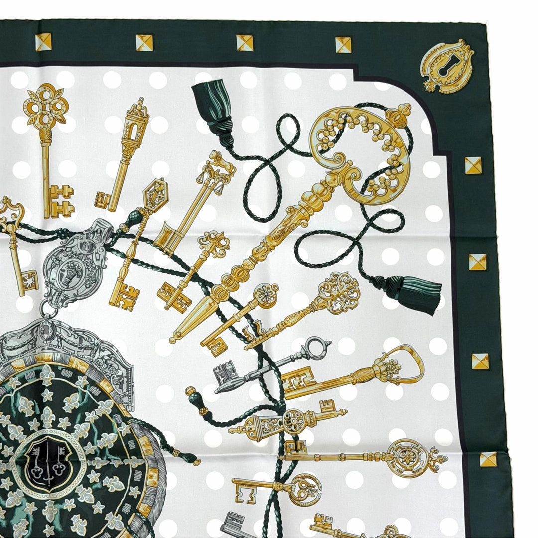 Pristine HERMES scarf LES CLES Kare 90 double face silk Women H901428S