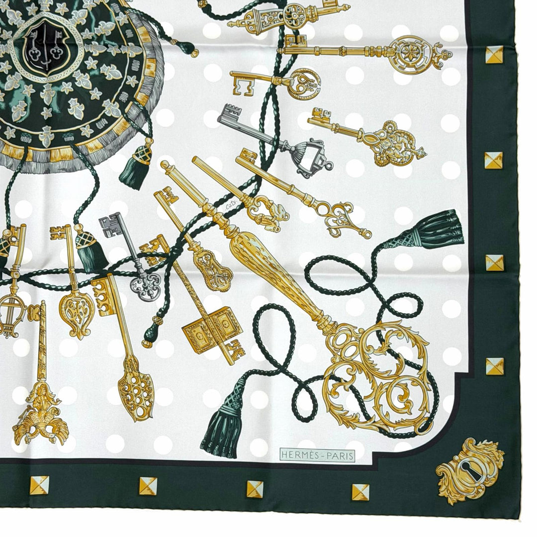 Pristine HERMES scarf LES CLES Kare 90 double face silk Women H901428S