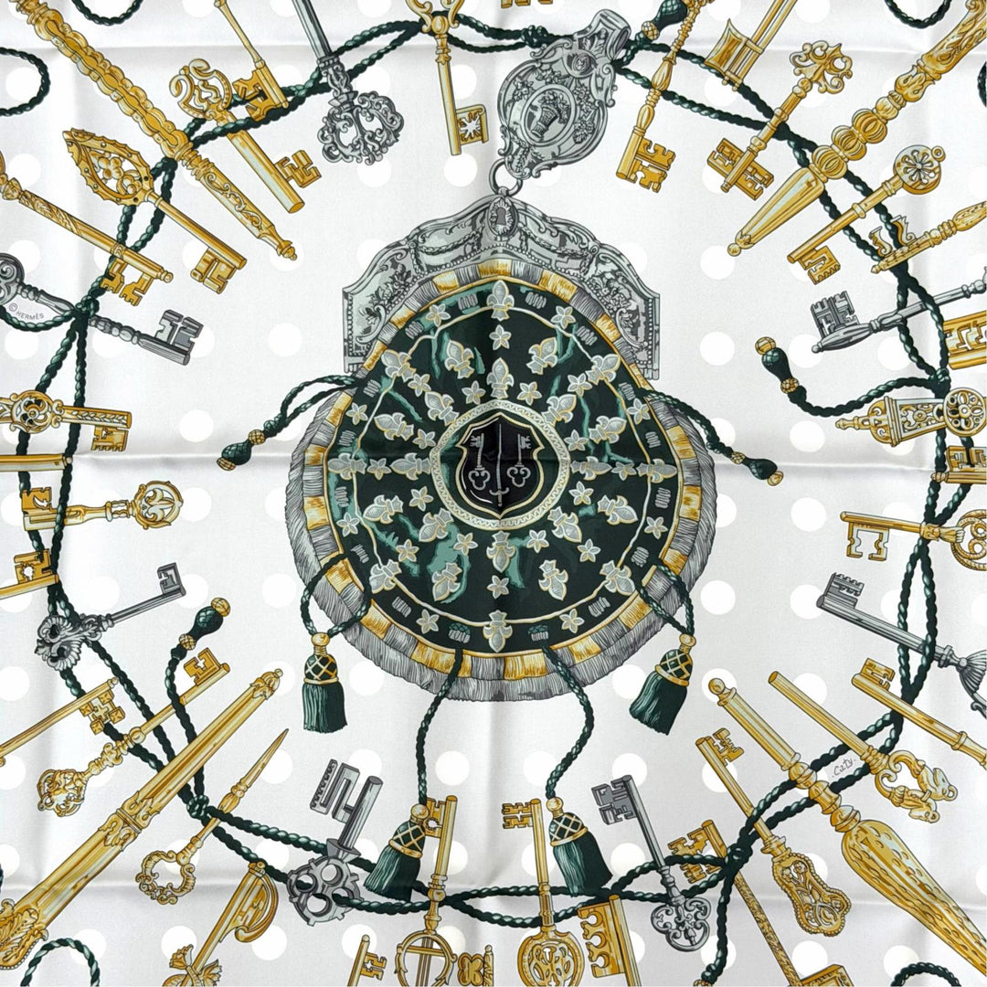 Pristine HERMES scarf LES CLES Kare 90 double face silk Women H901428S
