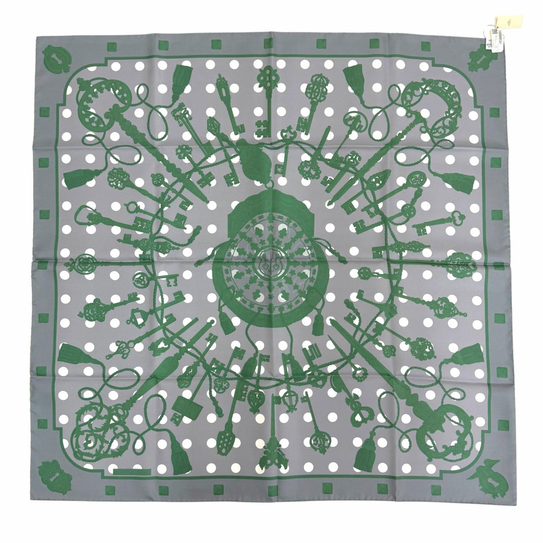 Pristine HERMES scarf LES CLES Kare 90 double face silk Women H901428S