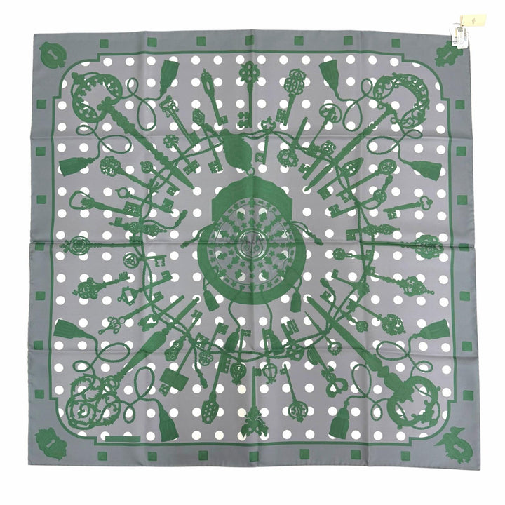 Pristine HERMES scarf LES CLES Kare 90 double face silk Women H901428S