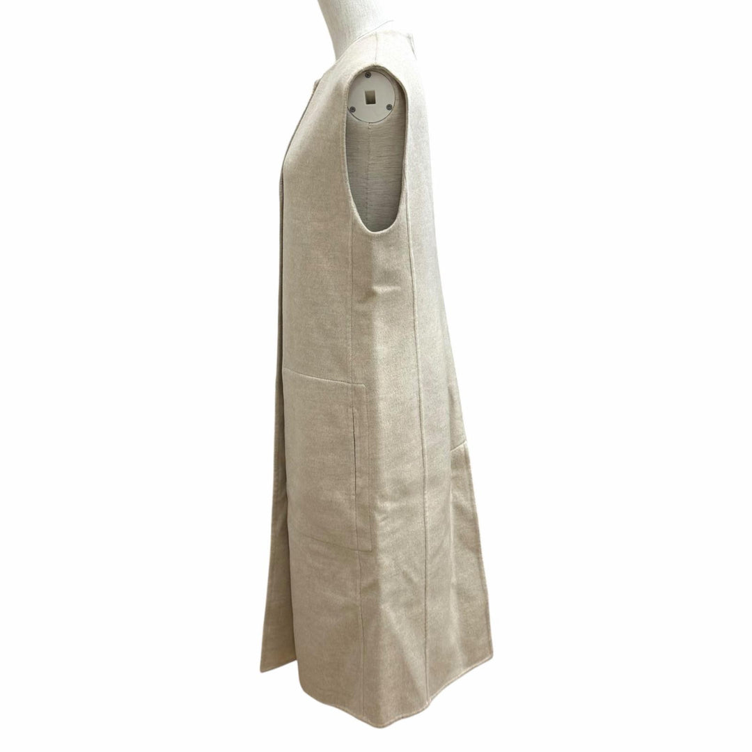 Excellent HERMES Best Wood Cellier Button Long Vest beige cashmere 40 3H0191DB