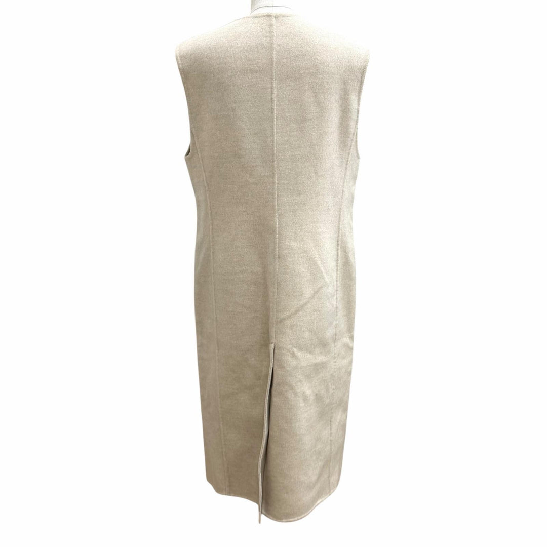 Excellent HERMES Best Wood Cellier Button Long Vest beige cashmere 40 3H0191DB