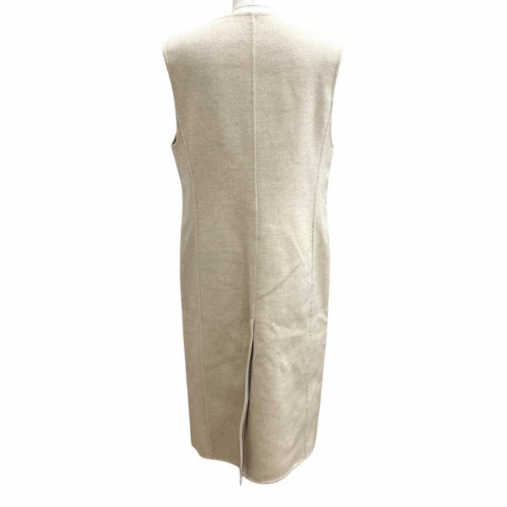 Excellent HERMES Best Wood Cellier Button Long Vest beige cashmere 40 3H0191DB