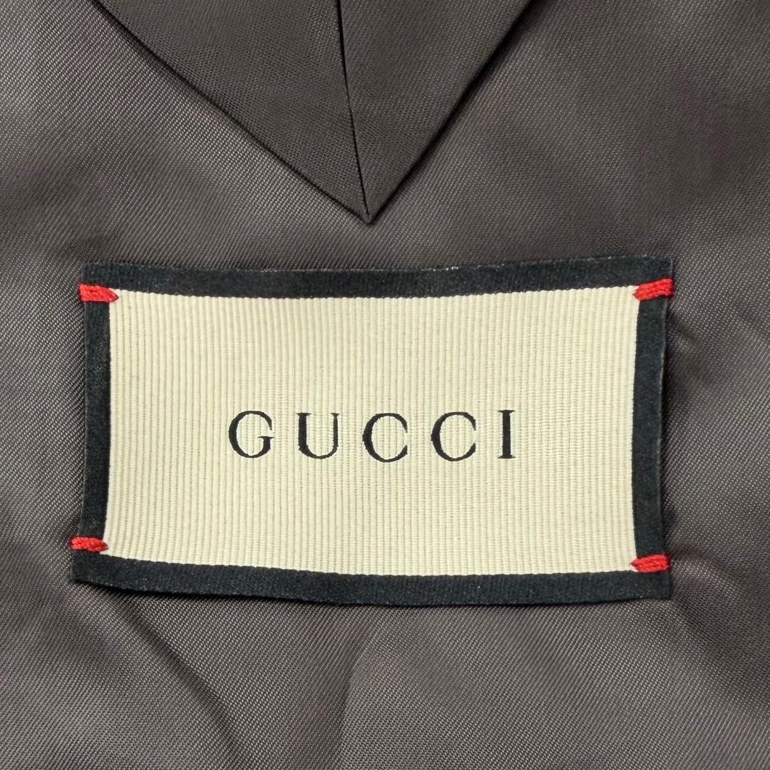 Excellent GUCCI two-piece set Logo button single-breasted suit gray wool 252024
