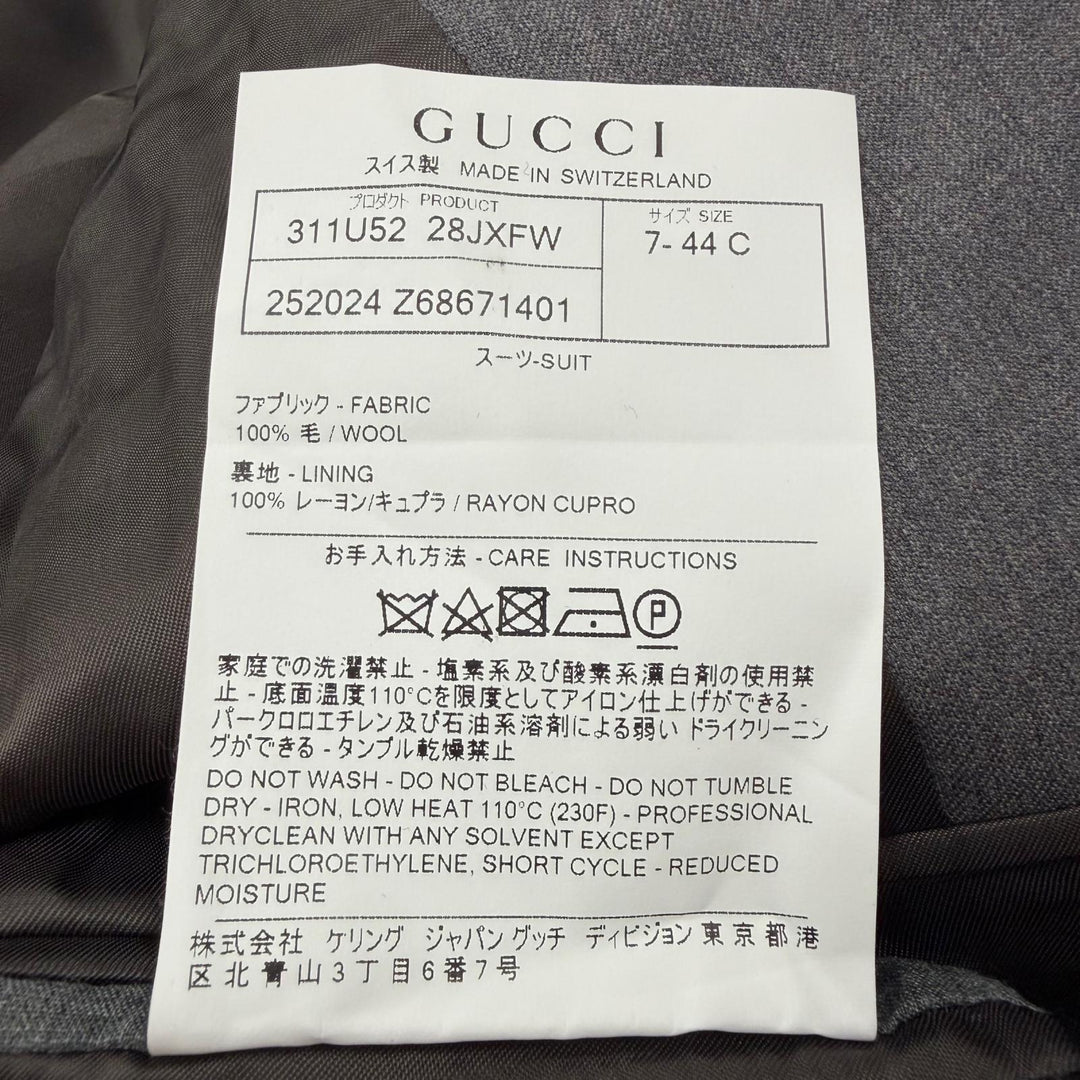 Excellent GUCCI two-piece set Logo button single-breasted suit gray wool 252024