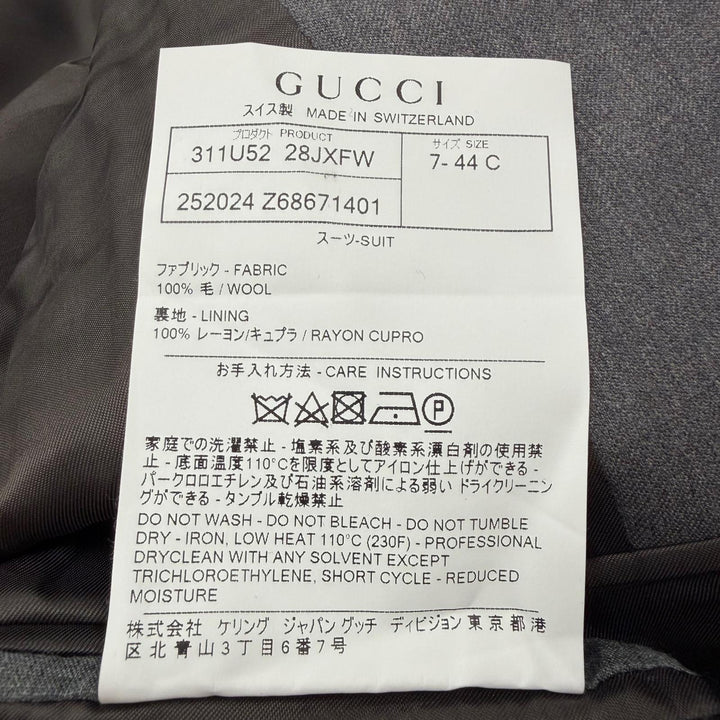Excellent GUCCI two-piece set Logo button single-breasted suit gray wool 252024