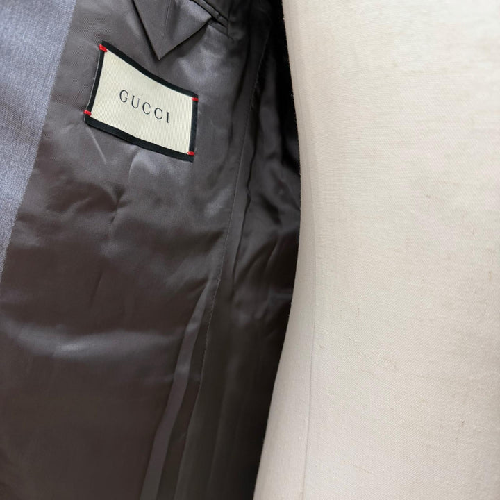 Excellent GUCCI two-piece set Logo button single-breasted suit gray wool 252024