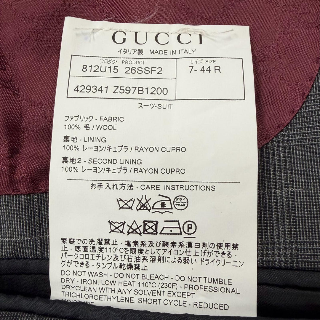 Excellent GUCCI two-piece set gray wool mens 44 429341