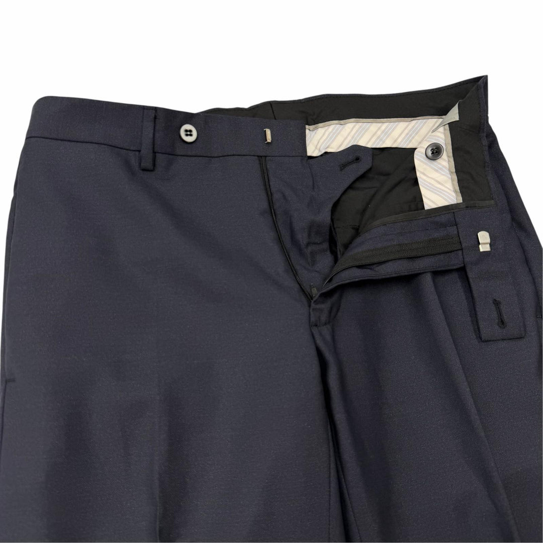 Pristine DIOR slacks No-pleat trousers Navy wool mens IT 44