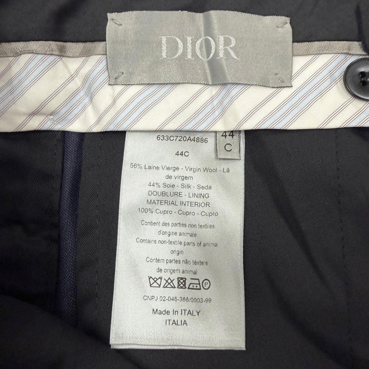 Pristine DIOR slacks No-pleat trousers Navy wool mens IT 44
