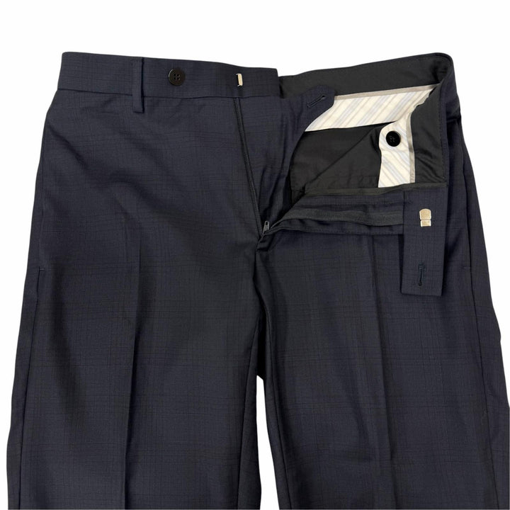 Pristine DIOR slacks Check Pattern Single Trousers Navy wool mens IT 44