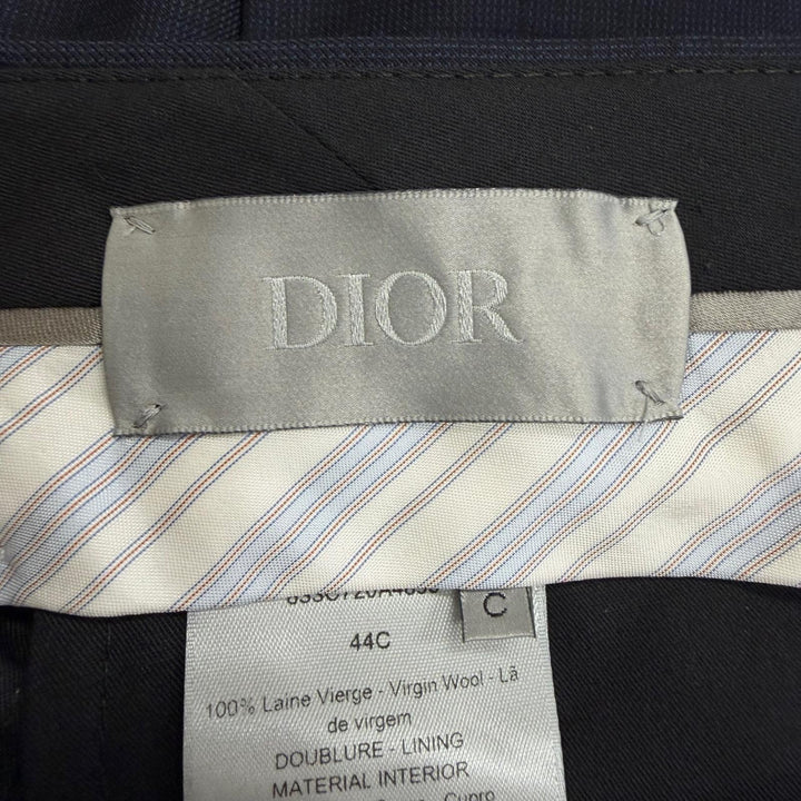 Pristine DIOR slacks Check Pattern Single Trousers Navy wool mens IT 44