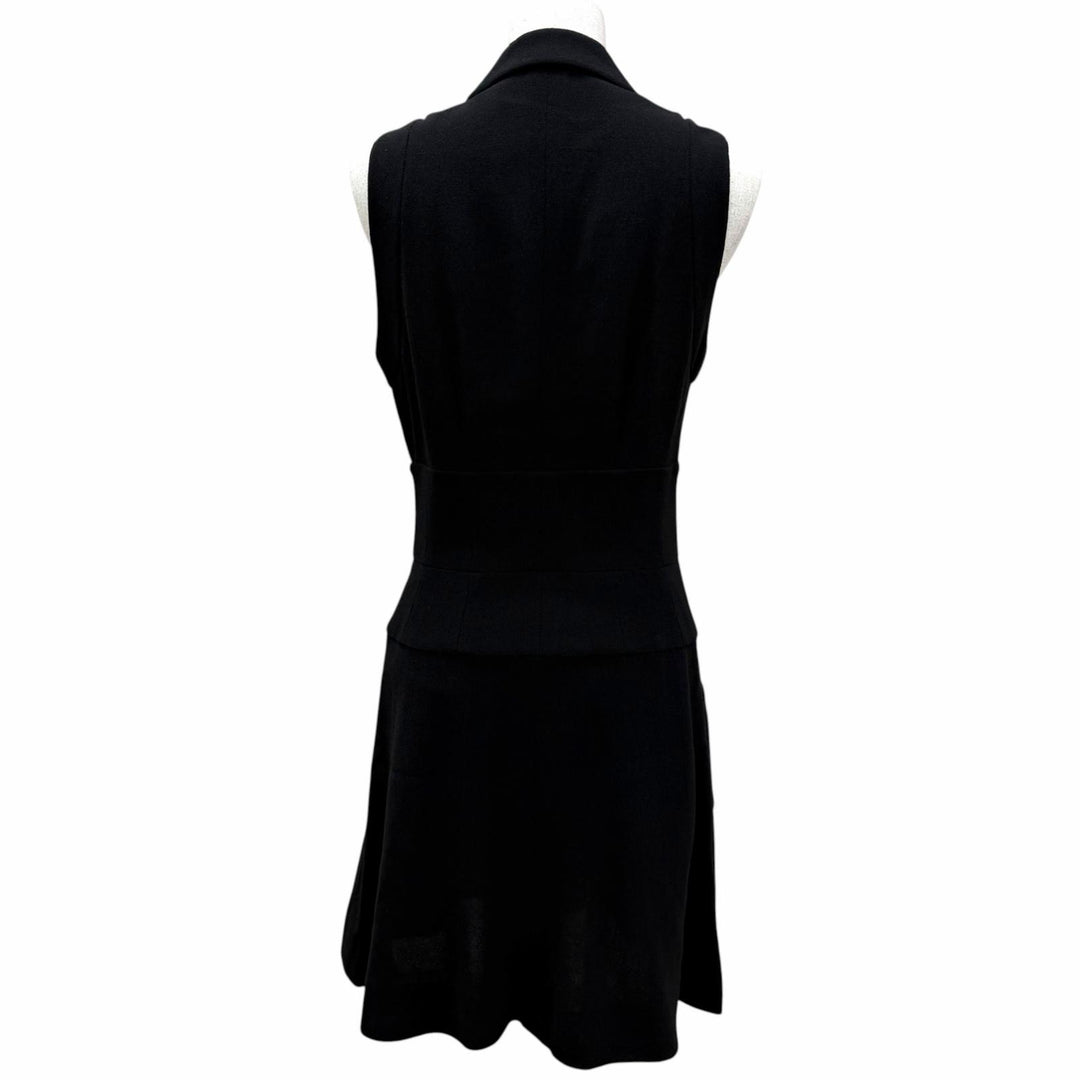 Great CHANEL one piece COCO Button Sleeveless black wool Women FR 40 95P PO5185