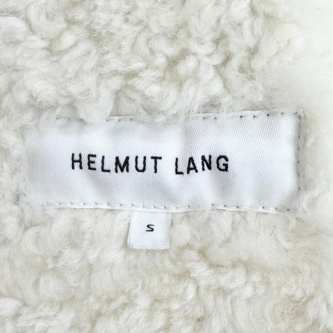 Excellent HELMUT LANG Mouton jacket zip-up bomber jacket black Lamb leather S
