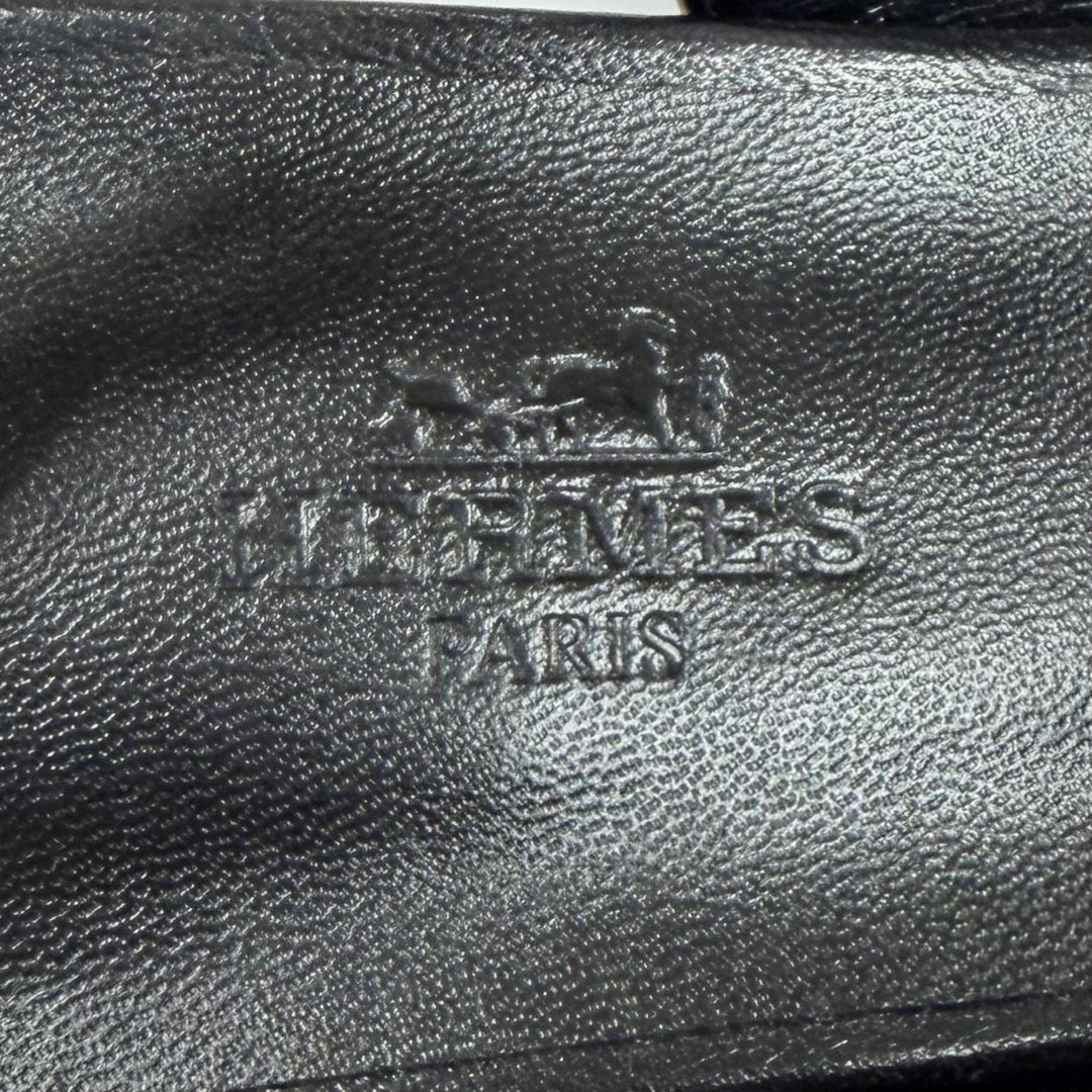 Pristine HERMES Ballet shoes Creo H-buckle square toe leather black leather 37