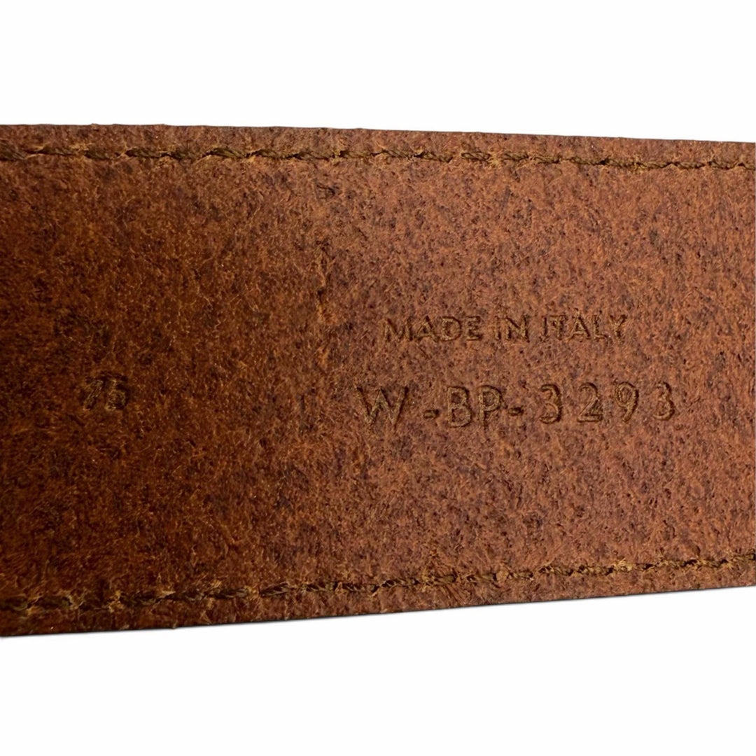 Pristine CELINE Large Twin Triomphe Vintage CalfskinLeather Belt Brown 45BDZ3AJG