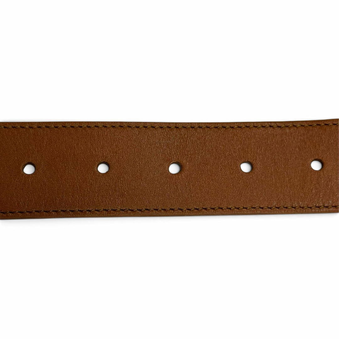 Pristine CELINE Large Twin Triomphe Vintage CalfskinLeather Belt Brown 45BDZ3AJG