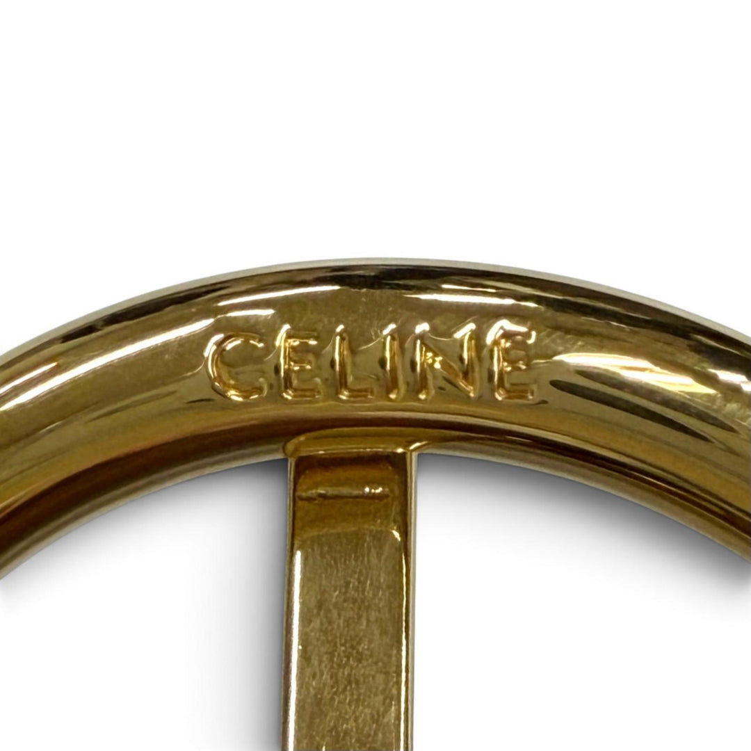 Pristine CELINE Large Twin Triomphe Vintage CalfskinLeather Belt Brown 45BDZ3AJG