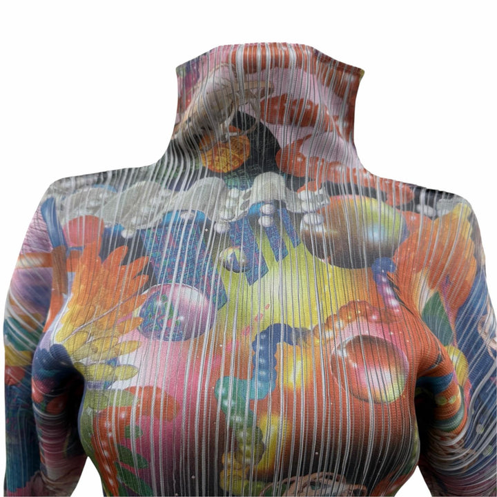 Excellent PLEATS PLEASE T-shirt 3D Art DNA Graphics Long Sleeve F PP62-JK104