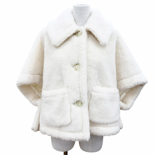 Excellent Max Mara poncho Teddy bear Silk blend New Terzo white alpaca Women S