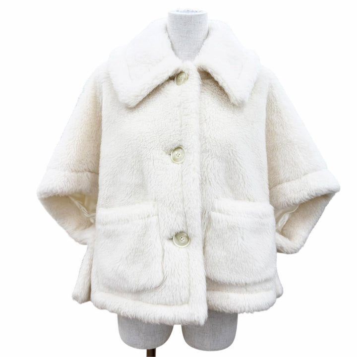 Excellent Max Mara poncho Teddy bear Silk blend New Terzo white alpaca Women S