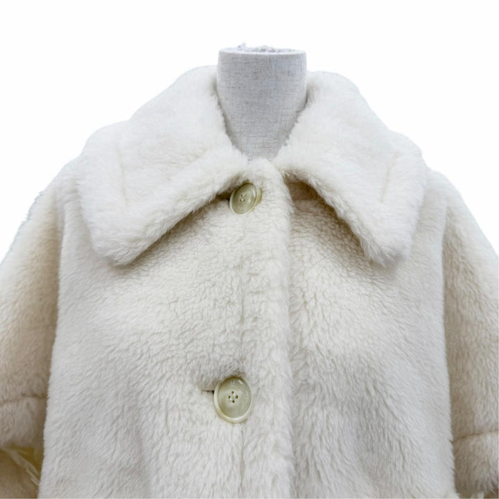 Excellent Max Mara poncho Teddy bear Silk blend New Terzo white alpaca Women S