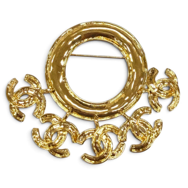 Great CHANEL Brooch 5-Piece COCO Mark Circle Round gold Women 94P