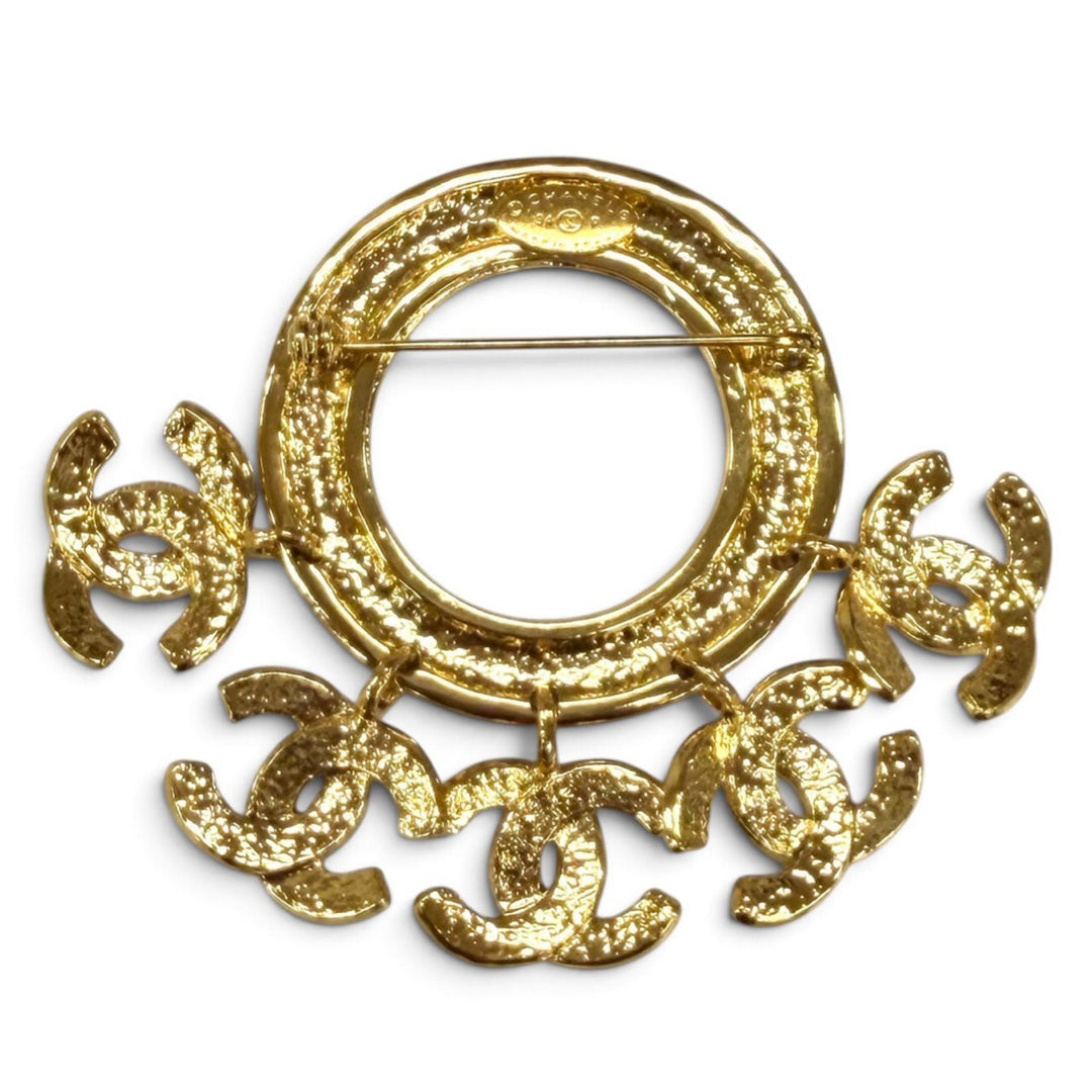 Great CHANEL Brooch 5-Piece COCO Mark Circle Round gold Women 94P