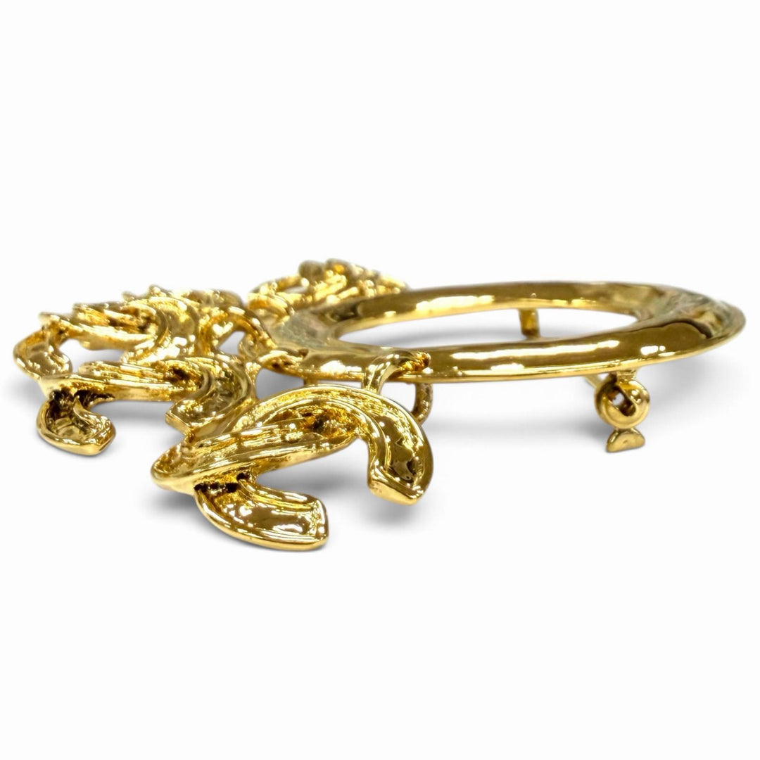 Great CHANEL Brooch 5-Piece COCO Mark Circle Round gold Women 94P