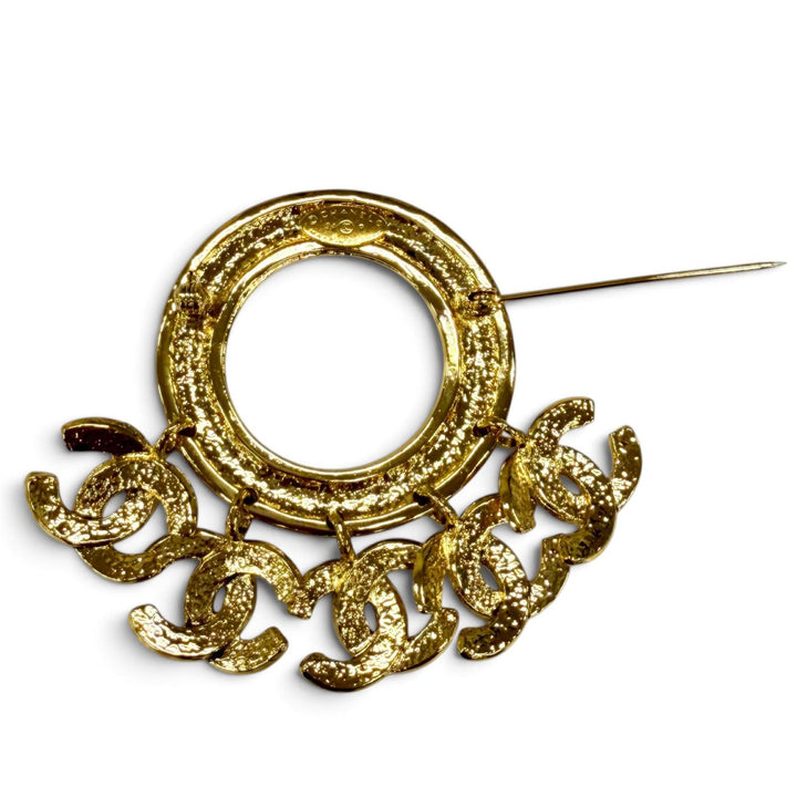 Great CHANEL Brooch 5-Piece COCO Mark Circle Round gold Women 94P