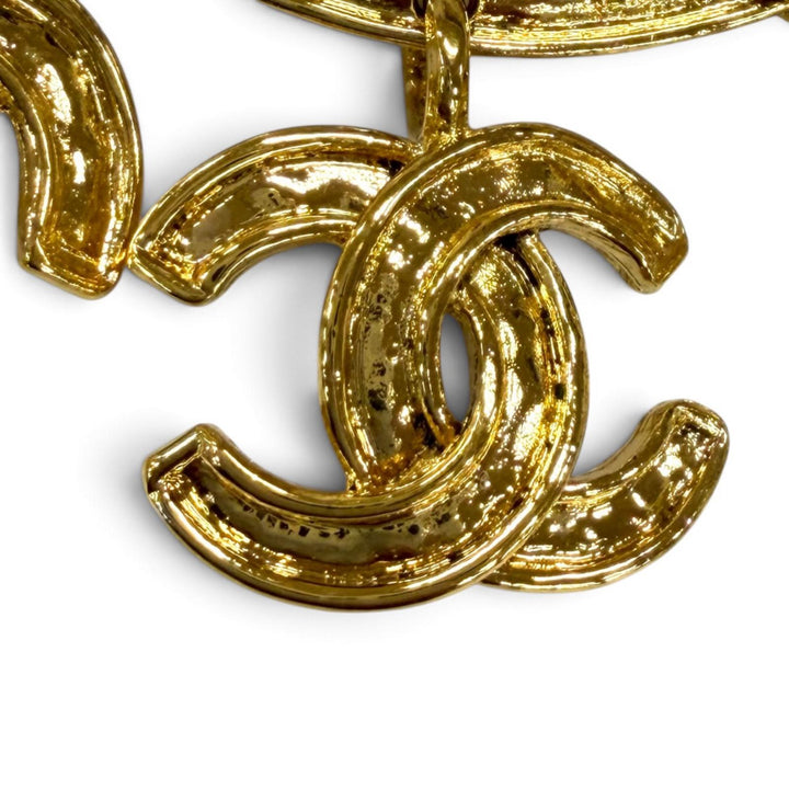 Great CHANEL Brooch 5-Piece COCO Mark Circle Round gold Women 94P
